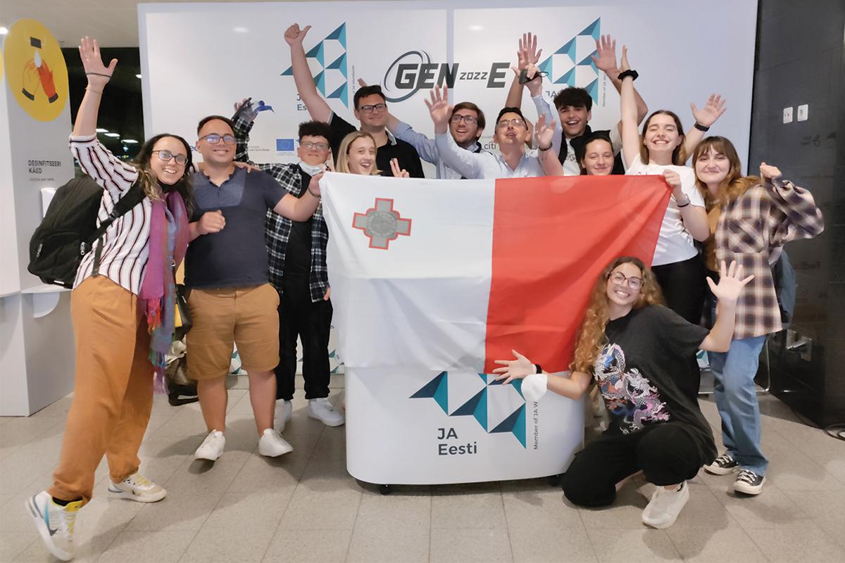 The JA Malta team celebrating at the Gen-E Conference.